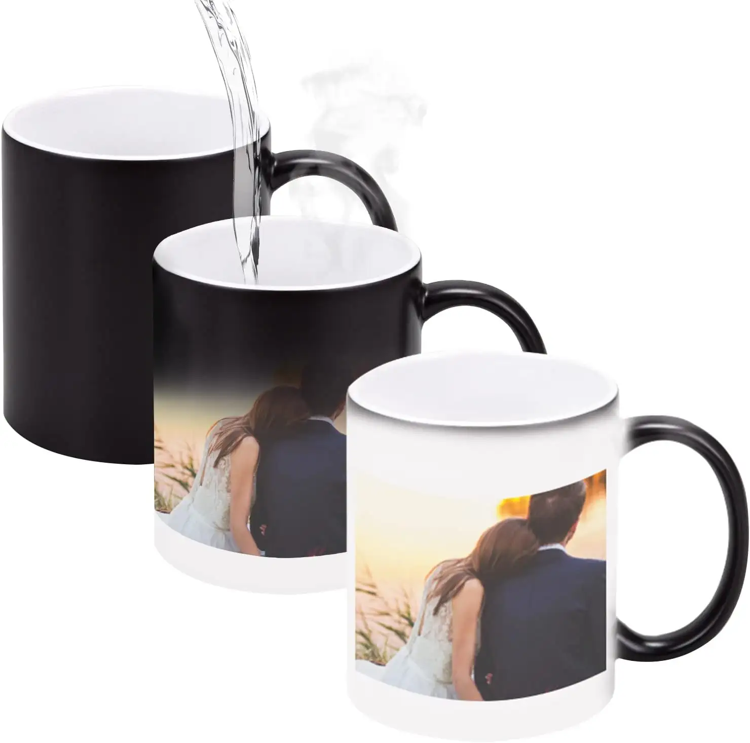 Individuelles Logo 11 Unzen bedruckt weiß leer schwarz Keramik Zaubertasse 11 Unzen Farbwechsel magische Becher für Sublimation Großhandel