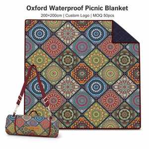 Oxford Waterproof Picnic <b>Blanket</b> 200x200cm <b>Extra</b> <b>Large</b> Foldable Outdoor Mat Portable with Carrying Strap Custom Logo - Product Image 2