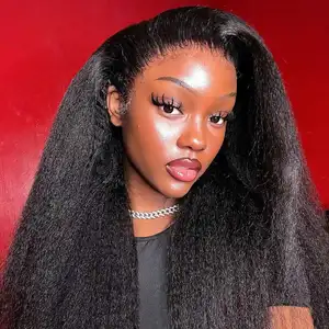Kinky Straight Hd Lace 250 Density Front Human Hair Wigs Black Women Remy 60 Lace Frontal Wig Pre Plucked With Baby Hair