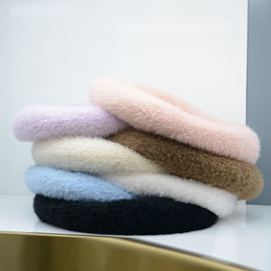 Chapeau Béret Femme Mode Cheveux de Lapin Bonnet Chaud Femme Voyage Extérieur Casual <span class=keywords><strong>French</strong></span> Caps Cashmere Knitted Barett Hat - Product Image 6