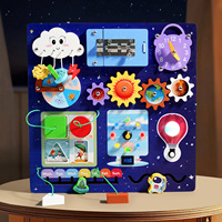 Juguete Educativo Montessori de Madera Crysta, Tablero de Actividades Multifuncional con Circuitos, Exploración del Universo y del Clima, para Educación Temprana
