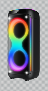 Haut-parleur portable de fête avec double woofer vertical et anneau lumineux RGB en forme de 8 - Product Image 3