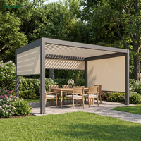 Pergola motorisée moderne en aluminium pour l'extérieur, toit à lames orientables imperméable, gazebo avec télécommande pour terrasse de luxe