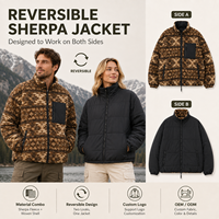 Veste d'hiver décontractée pour homme, réversible, en polaire sherpa, double face, fermeture éclair intégrale, personnalisable