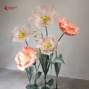 H-290 large silk floral artificial giant flowers with stem for wedding banquet stage design window display decor