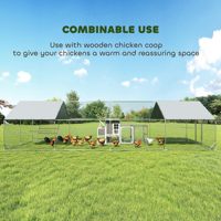 Grand enclos extensible pour poulets avec maille hexagonale, enclos extérieur combinable pour volailles avec toit, compatible avec un poulailler en bois