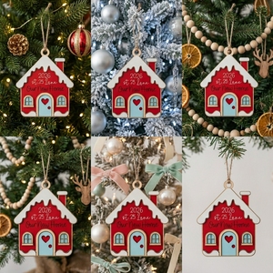 Ornement de Noël en bois personnalisable avec adresse, artisanat décoratif fait main pour cadeau de nouveau propriétaire et décoration d'arbre - Product Image 3
