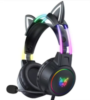 Casque de jeu RGB X15 Pro avec oreilles de chat, son stéréo de haute qualité, suppression du bruit, pour PC