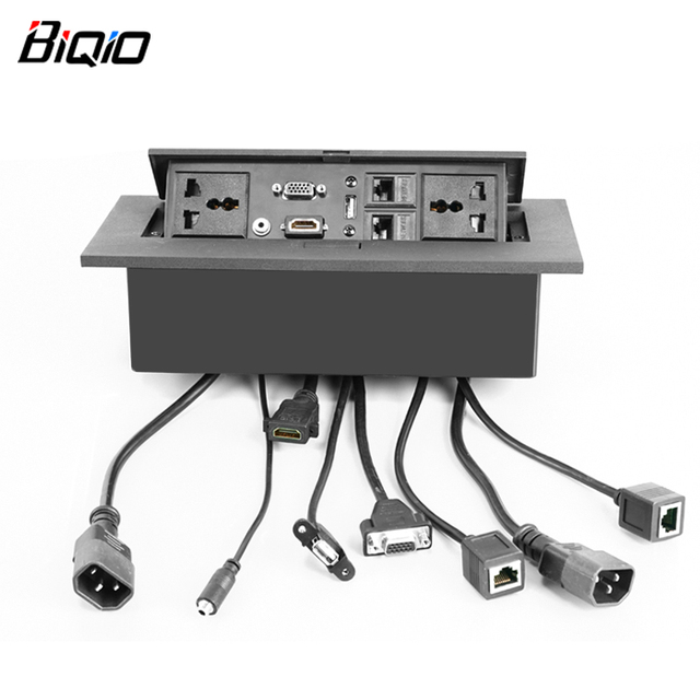 Pop up Outlet Recessed Table Socket Box Multimedia Plug Electrical Desktop Hidden Pop up Socket Box for Conference Office Desk