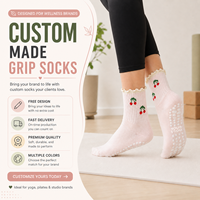 Chaussettes de yoga et de pilates en tricot personnalisées OEM pour femmes, antidérapantes, respirantes, avec grip, chaussettes de yoga à volants, logo personnalisé