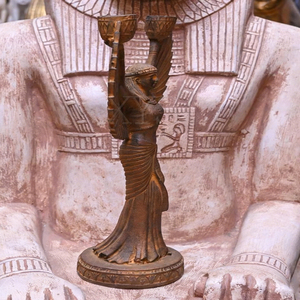 Statua Moderna di una Dea con Ali, Portacandele in Bronzo, Grande Altare Nero dell'Antico Egitto - Souvenir con Incisioni - Product Image 5