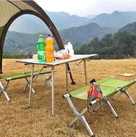 Woqi — table de camping plein air réglable, en aluminium léger et facile à transporter, avec roulage, table en métal, pour pique-nique