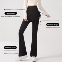 Pantalon de yoga deux pièces, culotte taille haute, effet froncé aux fesses, coupe évasée, anti-transparence, pour Pilates, sport et fitness