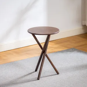 Mobilier de maison Table moderne en bois de hêtre naturel Petite table ronde Table basse solide