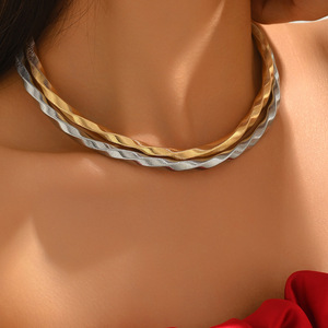 European American Style Geometric <b>Ring</b> <b>Necklace</b> Zinc Alloy Clavicle Chain Party Daily Wear Fashion Choker XL6004 - Product Image 2