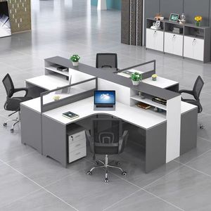 Modern Multi-person <b>Office</b> Workstations, Customizable Commercial <b>Desks</b> with <b>Wooden</b> Panel Design for <b>Offices</b> and Schools - Product Image 3