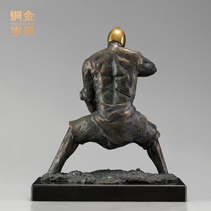 Figura de Guerrero de los Años del Cobre y del Oro, Escultura de Latón, Hecha a Mano, Decoración Artística para Oficina - Product Image 3