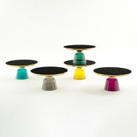 Hochwertiger Luxuriöser Moderner Runder Couchtisch - Rauchglas-Marmor-Tischplatte mit Goldenem Gestell Wohnzimmermöbel