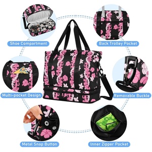 2 in 1 Hawaiian Custom Puakenikeni <b>Lei</b> Pink Wholesale Travel Foldable Bags 32L Lightweight Duffel Large Sport Gym Bag for Travel - Product Image 4