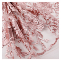 Robe en dentelle brodée de fleurs, tissu en maille à paillettes roses de haute qualité
