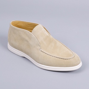 Mocasines de Ante Gris Elegantes para Hombre, Zapatos Casuales y Cómodos para Verano, Otoño/Invierno, Suela Blanca, Mocasín de Oficina, Gommino - Product Image 1