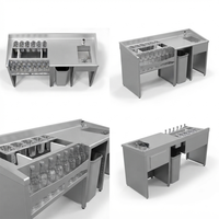Stasiun Koktail All-in-One dengan Icewell 80L, Pembersih Gelas, Set Bumbu, Unit Bar dari Baja Tahan Karat 304L Food-Grade