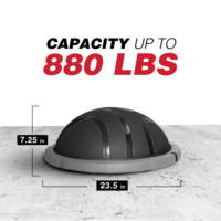 ZENJOY - Media Pelota de Equilibrio con Banda de Resistencia para Yoga, Ejercicios de Fuerza y Fitness, con Bomba de Pie de Regalo, para Gimnasio en Casa o Estudio