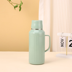 Bouteille isotherme en acier inoxydable de 1000 ml avec affichage mécanique de la température, rayures verticales, grande capacité et poignée - Product Image 4