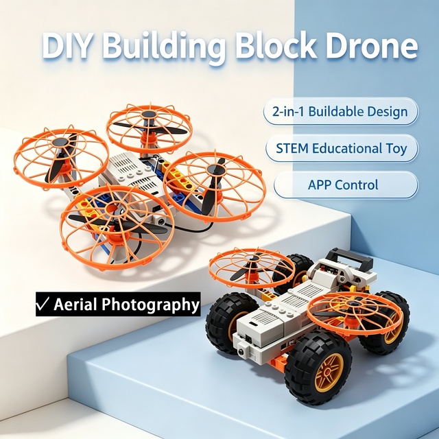 DIY Wooden Assembled Drone Altitude Hold Quadcopter STEM Educational Model Aircraft Kit for Students