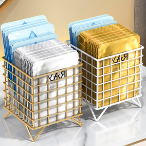 Face Mask Storage Box <b>Square</b> Wire <b>Basket</b> Desktop Cosmetic Organizer Eco Friendly Standing Type - Product Image 4