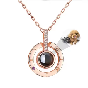 Collares con abalorios de moda 100 idiomas te amo collar de memoria oro rosa números romanos collar con colgante de cristal para mujer - Product Image 1