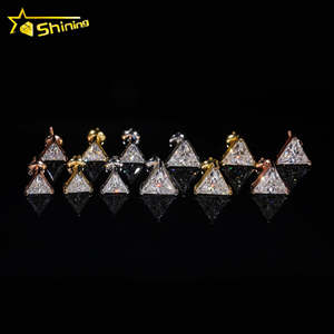 <span class=keywords><strong>Orecchini</strong></span> a Perno Trendy in <span class=keywords><strong>Argento</strong></span> S925 Placcato Oro con Moissanite Triangolare per Uomo e Donna - Product Image 6