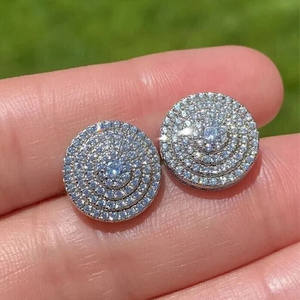 E4234 Orecchini di diamanti in oro bianco con taglio rotondo brillante, colore G, gioielli classici da sposa naturali da donna - Product Image 4