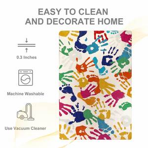 Tapis de jeu pour enfants avec empreintes de mains et de pieds, 4'x6', lavable, tapis coloré pour chambre d'enfant - Product Image 4