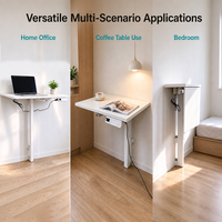 Bureau électrique mural réglable en hauteur à une seule jambe, pliable, pour position assise ou debout, idéal pour le télétravail et les petits espaces