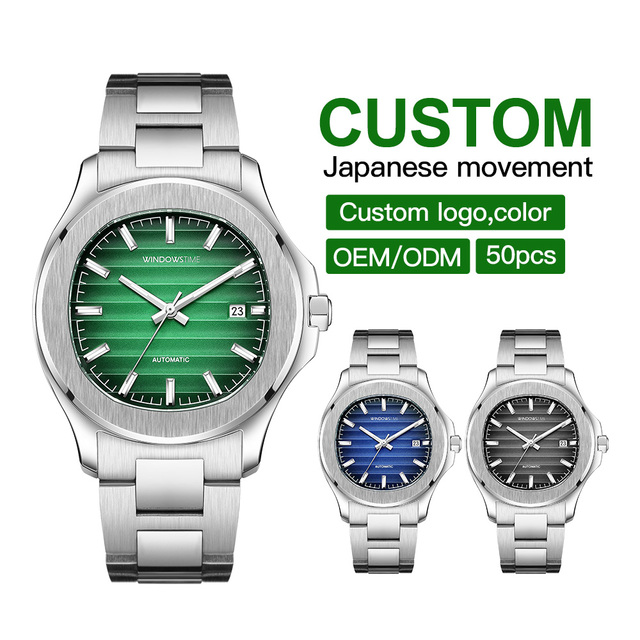 New OEM Custom Famous Brand Men's Luxury Automatic Mechanical Watch Stainless Steel Sapphire Crystal Dial