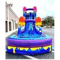 Toboggan aquatique gonflable commercial de 25 x 13 pieds sur le thème des glaces, en PVC de 18 oz, de qualité professionnelle, pour la location