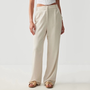 Pantaloni Casual a <span class=keywords><strong>vita</strong></span> <span class=keywords><strong>alta</strong></span> da donna pantaloni larghi in <span class=keywords><strong>lino</strong></span> con cerniera pantaloni traspiranti - Product Image 5
