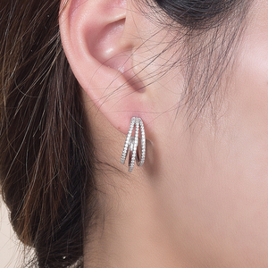 Boucles d'oreilles tendance en argent français avec moissanite, style hip-hop - Product Image 6