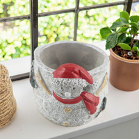 Jardinière en ciment pour plantes d'extérieur, succulentes, bonsaï avec motif bonhomme de neige, pot de fleurs pour plantes de serre
