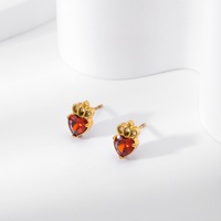 Ensemble de bijoux en acier inoxydable 316L plaqué or 18K avec couronne en forme de cœur et CZ rouge, collier, bracelet, bague, boucles d'oreilles, hypoallergénique, OEM, vente en gros