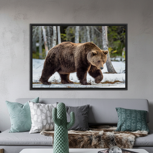 Minimalist Man Cave Canvas Print: Elegant Brown Bear Artwork,<b>BLACK</b> <b>FRAMED</b> CANVAS - Product Image 3