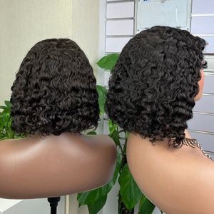 วิกผมแท้แบบ Afro Curl ลอนลึก แบบ Water Wave  4x4  พร้อมเชือกผูกปิดผม  สีธรรมชาติ - Product Image 4
