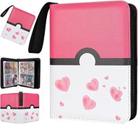 Classeur de cartes à collectionner 4 pochettes (400 emplacements recto-verso) 50 protège-cartes amovibles Fermeture éclair en PU premium pour cartes TCG