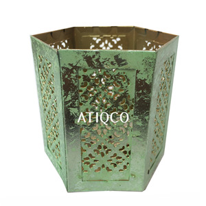 โหลเทียนเหล็กทรงหกเหลี่ยมสีชมพูมีสไตล์สำหรับตกแต่งบ้านดีไซน์โลหะไม่เหมือนใคร - Product Image 6