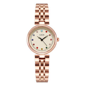 Montre à quartz créative haut de gamme pour femme, cadran coloré diamanté, luxe discret, étanche, en acier inoxydable, de grande valeur - Product Image 5