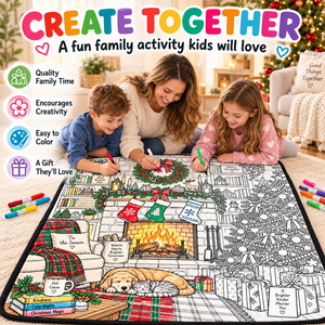 Couverture de Noël personnalisable à colorier soi-même, rectangulaire, en polyester et coton, réutilisable, lavable, pour la peinture en famille - Product Image 2