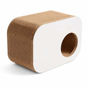 Canapé-lit pour chat en carton ondulé incurvé, écologique, en carton recyclé, cabine fermée pour chaton - Product Image 1
