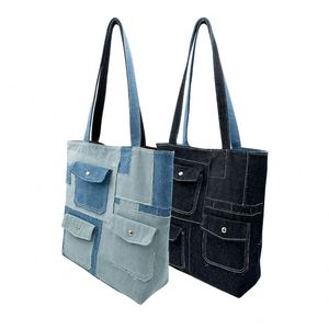 Bolsa de Mano de Mezclilla Unisex OEM, Ligera, Suave, con Estampado Personalizado, Bolsa de Hombro para Compras - Product Image 3