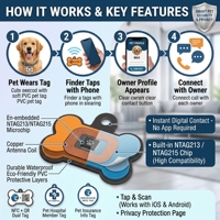Porte-clés intelligent NFC avec puce, étiquette QR pour animaux de compagnie, affichage du nom, contact, photo, historique des allergies, protection de la vie privée, étiquette de collier en PVC souple